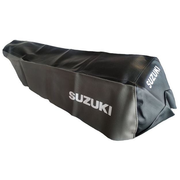 Imagen de Forro Montura Suzuki Ts185 Estampado Suzuki Bicolor Negro Gris