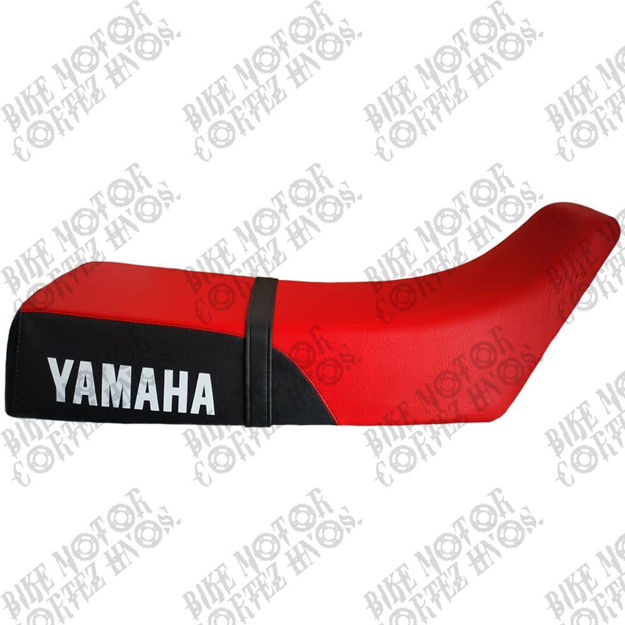 Imagen de Sillin Montura Yamaha Dtk125 Dtk175 Bicolor Con Costura Base plastica sin Platinas Rojo Negro Jacobs
