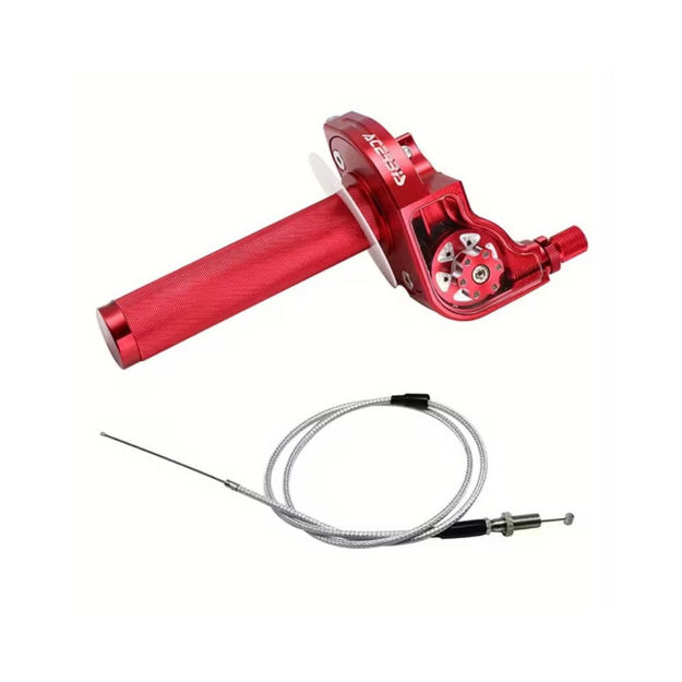 Imagen de Acelerador 1/4 Universal Rosca 10mm Tapa Transparente Rojo Yamaha DTk Dte Calimatic Rx100 Rx115 Rx125 Rx135 Suzuki Ts125 Ts185 Ax100 Dr200 Honda Tornado Xr250 Ktm