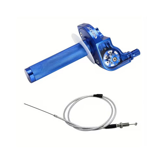 Imagen de Acelerador 1/4 Universal Rosca 10mm Tapa Transparente Azul Yamaha DTk Dte Calimatic Rx100 Rx115 Rx125 Rx135 Suzuki Ts125 Ts185 Ax100 Dr200 Honda Tornado Xr250 Ktm
